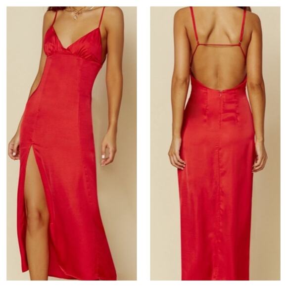 Planet Blue Life Tessa Satin Midi Dress Women’s Small Red Slip Dress Cocktail - Picture 1 of 13